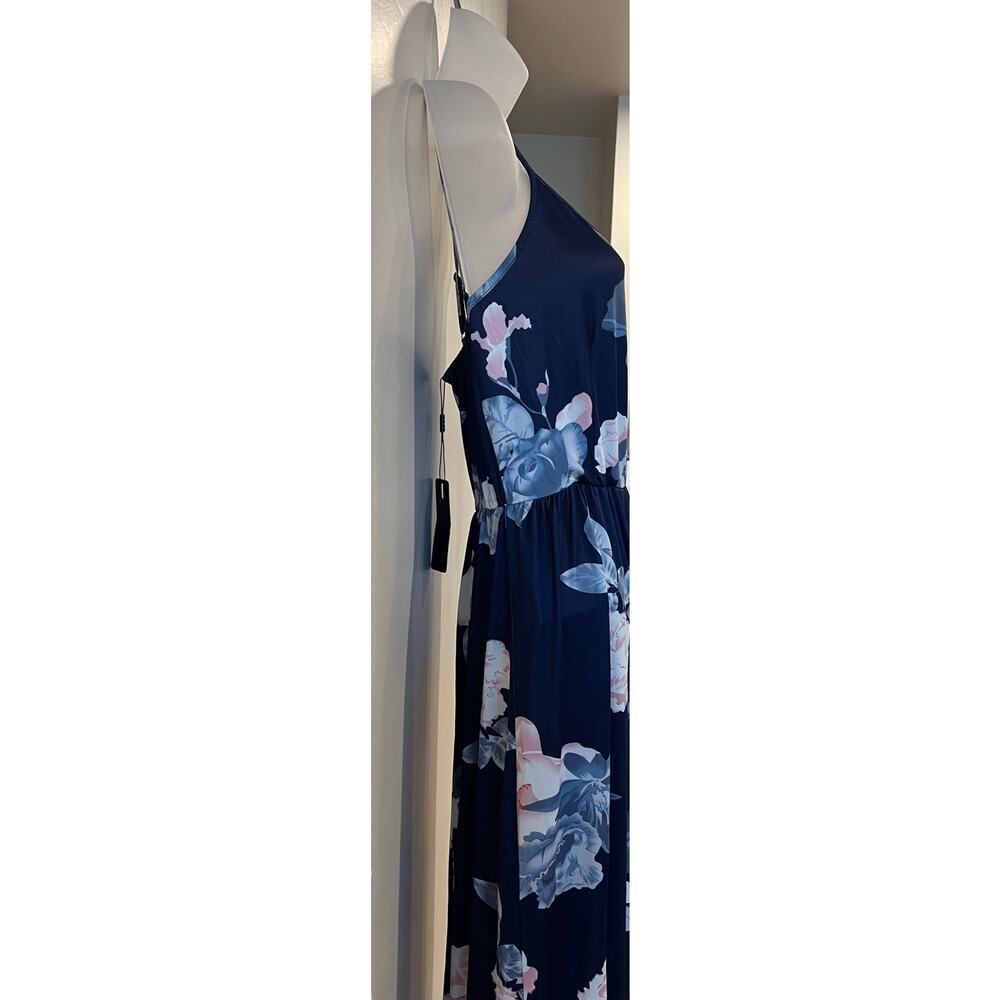 Navy Floral Maxi Dress Spaghetti Strap V-Neck Sleeveless Size Small NWT - Picture 5 of 9